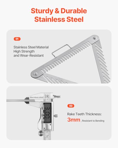 VEVOR 24in Aquatic Weed Rake, 3-Sided Lake Weed Rake with Handle, Portable and Foldable Pond Water Grass Razor, Stainless Steel Throwable Floating Pond Weeds Cutter with 30 ft Rope, for Lakes Ponds - size: 24in