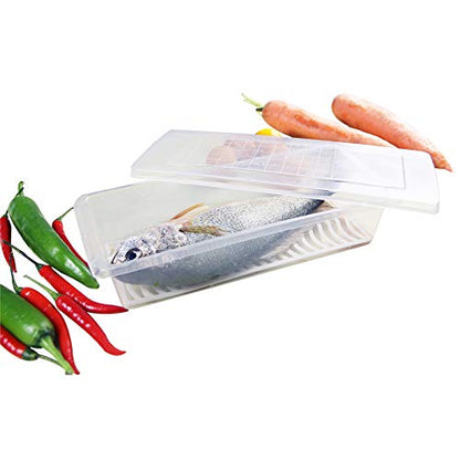 4PCS Food Storage Container, Plastic Food Containers Small | [With Removable Drain Plate and Lid], [Stackable Portable Freezer Storage Containers]-Tray to Keep Fruits, Vegetables, Meat - size: Small(4PCS)
