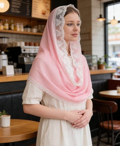 Leimandy Infinity Chapel Veil Hijab Scarf Head Wrap for Muslim V96 - color: Pink