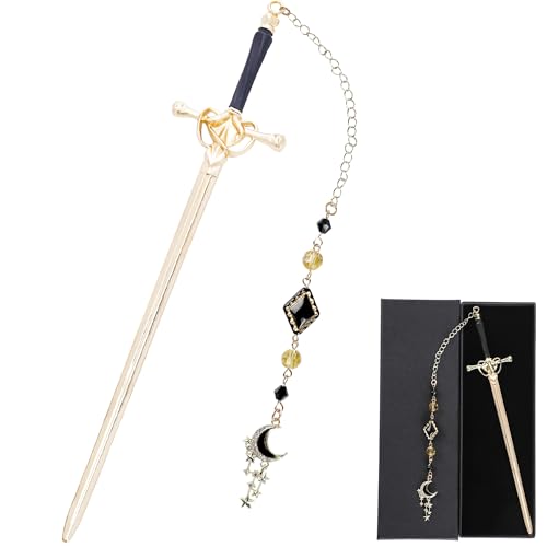 Fantasy Acotar Sword Bookmark - Vintage Moon Stars Metal Book Marks - style: Moon