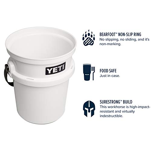 YETI Loadout 5-Gallon Bucket, Impact Resistant Fishing/Utility Bucket - color: White