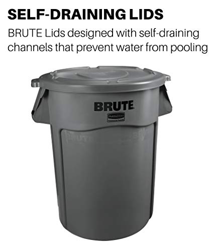Rubbermaid Self-Drain Flat Top Lid for 32-Gallon Brute Containers, Gray