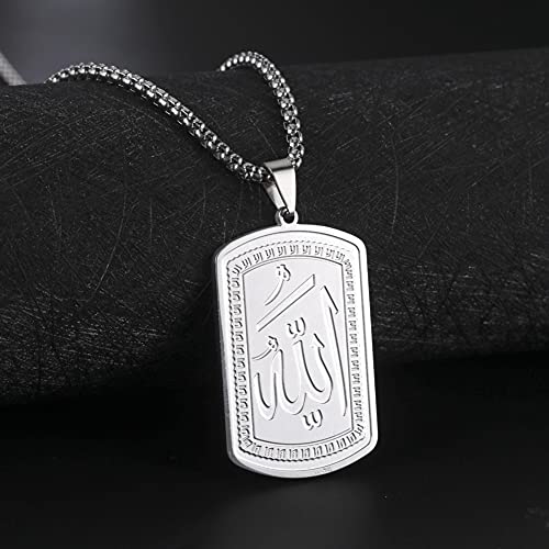 VASSAGO Allah Necklace for Women Men Stainless Steel Islamic Muslim Pendant Islam Religious Charm Jewelry Gift - color: Silver Allah Necklace