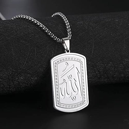 VASSAGO Allah Necklace for Women Men Stainless Steel Islamic Muslim Pendant Islam Religious Charm Jewelry Gift - color: Silver Allah Necklace