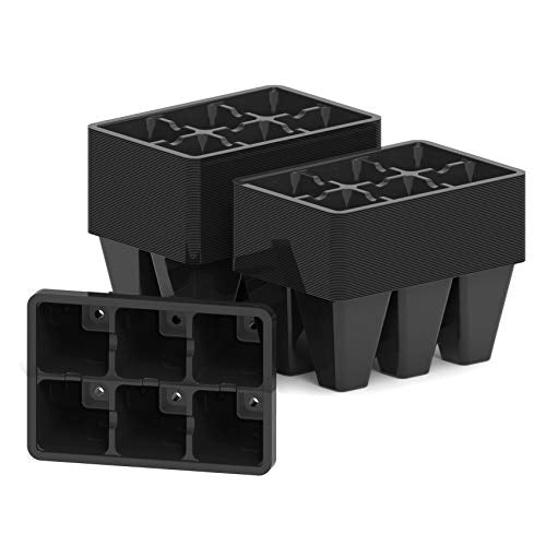 Gardzen 120 Pack 6 Cell Seed Starter Trays with Drainage Holes Black | Plant Starter Trays for Seed Germination and Seedlings, 5.4"x3.7" Growing Cells with Drainage Design for Healthy Roots - color: Black, size: 120 Pcs