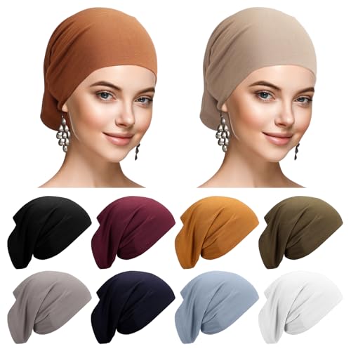 Chicingyou 10 Pieces Cotton Hijab Undercap for Women Soft Stretch Cap