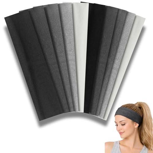 Styla Hair Headbands for Women Stretch Fashion Head Bands 10 Pack Non-Slip Head Wraps Great for Spa, Sports, Yoga, Pilates, Running, Gym Headband, Workouts (Black Grey) - color: Black Grey