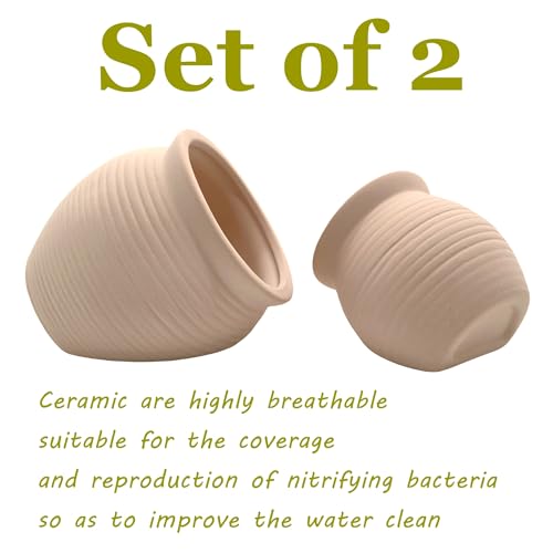 Ceramic Jar Natural Clay Vase Fish Shrimp Hide Breed Habitat (Creamy 2pcs) | natural ceramic non-toxic, promote health vitality, sense of security and comfort - color: Creamy Clay, 2pcs