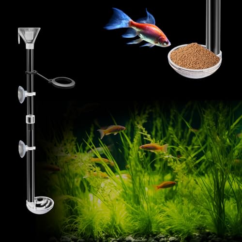 Aquarium Fish Shrimp Feeding Dish Set, Shrimp Feeding Dish Set, Transparent Shrimp Feeding Adjustable Tube with Feeding Ring, Cleaning Brush for Fish Tank and Preventing Food Scattering (Small) - size: Small