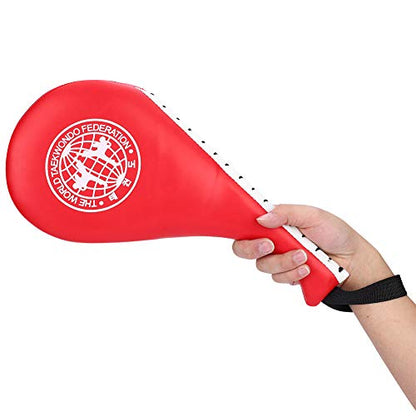 Taekwondo Kick Pad - 15x7 Inch PU Leather Strike for Karate, Muay Thai, and Martial Arts Training - color: Red
