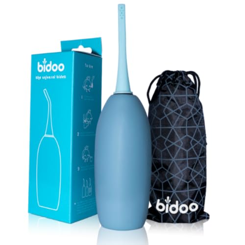 BIDOO The Universal, Portable Bidet (Aqua) with Cap and Travel Bag l Replaces Wet Wipes and Shower Toilet l Peri Bottle for Postpartum l Elder Care l New Moms l Pre and Post-Intimacy - color: Blue