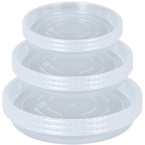 OVZILKI 9 Pack of Clear Plant Saucer 6 8 10 inch, Plastic Flower Plant Pot Saucer, Heavy Duty Plant Drip Trays Saucers for Indoor, Plant Water Tray for Planters - color: Clear, size: 6'+8"+10"