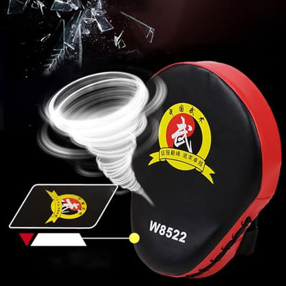 Boxing Punch Mitts, PU Boxing Pads Curved Focus Mitts, Adjustable Punching Hand Pads for Martial Arts Karate MMA Muay Thai - color: Red