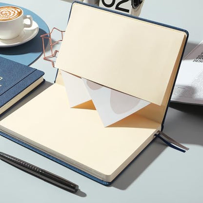 Artfan Planner 2026-2027 - Academic Planner 2026-2027, Jul. 2026 - Jun. 2027, 12-Months Weekly and Monthly, 5.75" x 8.25", Saffiano Leather with Thick Paper, Back Pocket with Notes Pages - Navy Blue - color: Sky Blue D