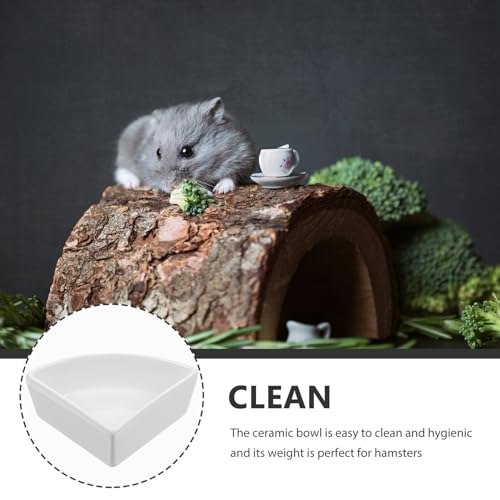 iplusmile Ceramic Hamster Food Bowl, White, 5"