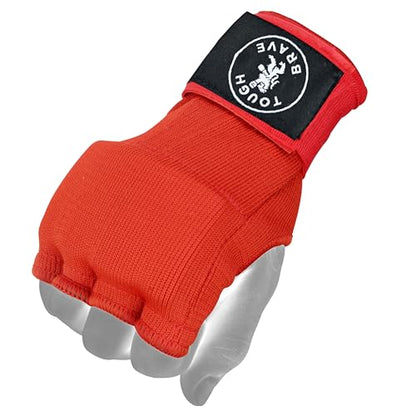 Boxing Gel Hand Wraps Quick Wraps – Padded Inner Gloves for Boxing, Muay Thai, Kickboxing & MMA Training - color: Red, size: Large