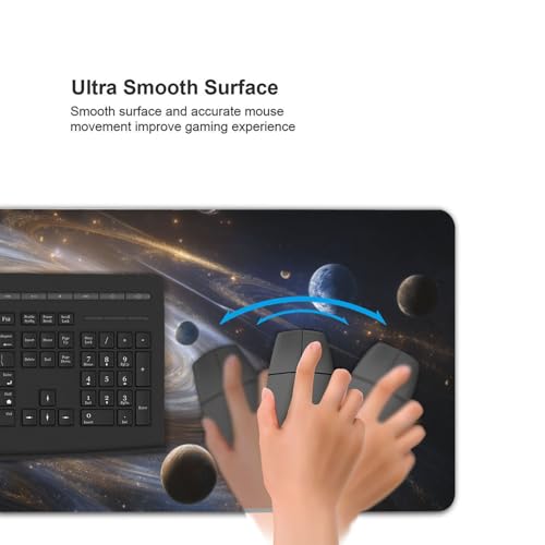 XXL Gaming Mouse Pad 35.4x15.7 Inch, Large Extended Desk Mat | Galaxy Space Design, Non-Slip Rubber Base, Water-Resistant Surface and Stitched Edges for Gaming, Office & Home - color: Galaxy Space