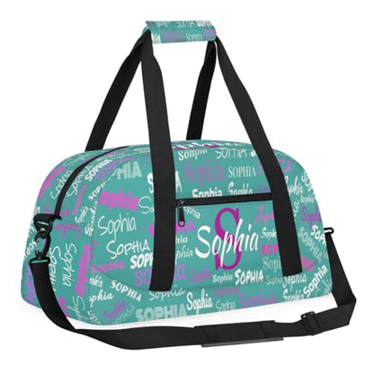 Custom Name Sports Dance Duffel Bag, Perform Bag, Dark Turquoise Blue | Personalized Gym Cheerleading Carry-On Fitness Travel Weekender Tote - color: Color 10