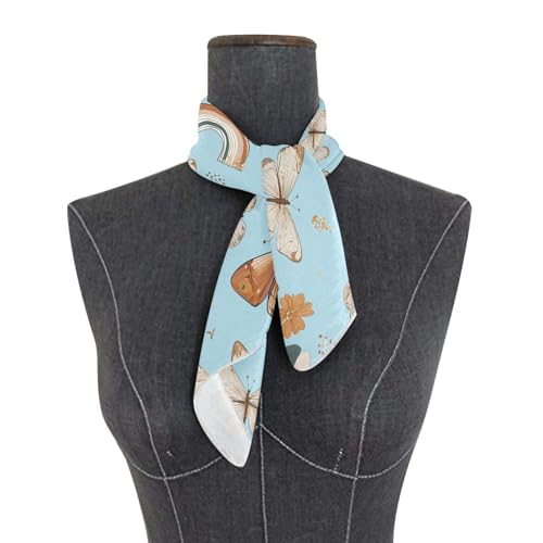 Women's Silk Scarf Square Satin Head Scarves Fashion Neck Scarf Hair Wraps Silk Bandana - color: Bohemia Butterfly Rainbow