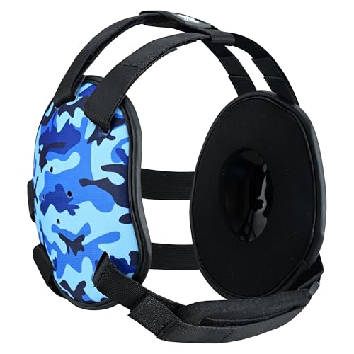 ROAR-INT Kid's Ear Guard BJJ Grappling Head Guard Adjustable Wrestling Headgear For Boys and Girls Earguard MMA Jiu Jitsu (Blue-Camo) - color: Blue-camo