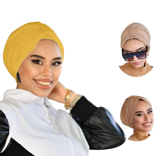 Para Life Turban With Band - Women's Hijab & Hair Wraps - Instant Hijab Cap - color: Mustard