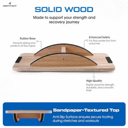 Wooden Balance Board for Adults and kids, Wobble Board for Core Strength & Stability Training, Non Slip Surface, 550lb Capacity, Home & Office Exercise Use