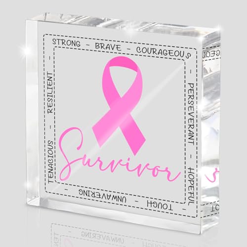 Breast Cancer Survivor Gifts For Woman, Cancer Council, Inspirational Gifts For Breast Cancer Fighter Patients Sympathy Gift Acrylic Plaques - style: survivor