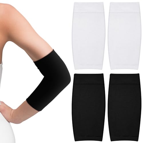 Vicenpal 2 Pairs Tattoo Cover up Sleeve Forearm Arm Sleeves for Women Men Compression Tattoo Upper Arm Cover(White and Black) - color: White and Black