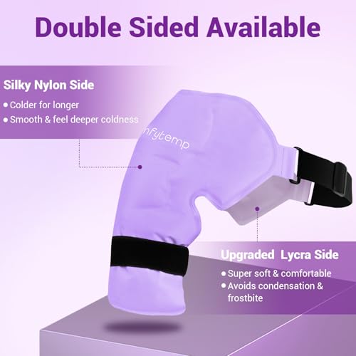 Comfytemp 숄더 아이스 팩 랩 로테이터 커프 테라피 (라지/XL) | FSA 적격 HSA, 부상을 위한 젤 아이스 팩 재사용 가능, 통증 완화, 회복을 위한 핫 콜드 압축 어깨 브레이스, 퍼플 - color: 퍼플., size: 대형