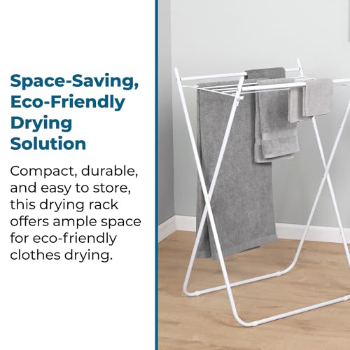 Honey-Can-Do Easy-Fold Collapsible Clothes Drying Rack, Sturdy Metal Laundry Rack Holds 40 lbs, Space-Saving Foldable Towel Rack for Indoor Outdoor Use, Non-Skid Feet, White - style: A-Frame