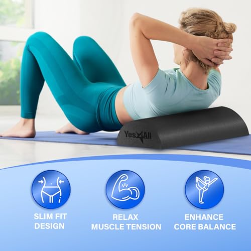 Yes4All Medium Firm Half Foam Rollers for Post-Workout Relaxation, 12/18/24/36 inch PE Foam Roll for Back Massage & Yoga Exercise - color: Black, style: 24-inch