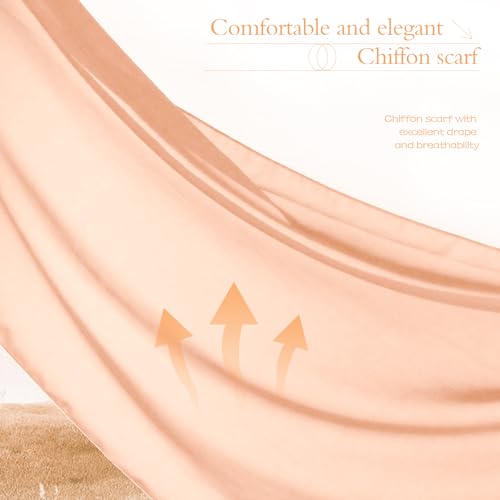 Chiffon Scarf,Soft Breathable Chiffon Shawls and Wraps,Silky Women's Hijab for Evening Dresses Wedding Bridal Scarves - color: Champagne, size: 67 x 28 inches