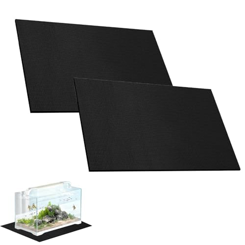 2PCS Aquarium Leveling Mat, 14x25x0.2 Inches Fish Tank Mat Under Tank - Neoprene Non-Slip Shockproof Waterproof, Textured Surface for Uneven Floors, Easy-Cut Edges, Aquarium Mat