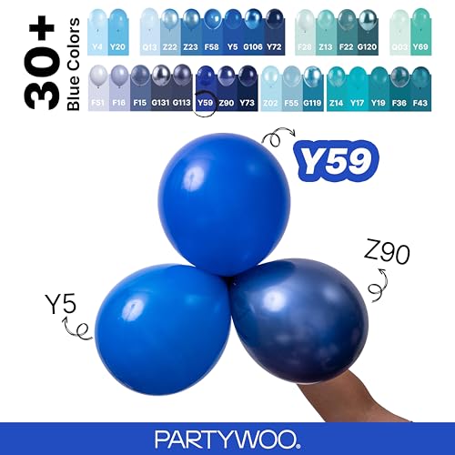 PartyWoo 로열 블루 풍선 128피스 다양한 사이즈 팩 45.7cm(18인치), 30.5cm(12인치), 25.4cm(10인치), 12.7cm(5인치) 다크 블루 풍선 아치 키트, 베이비 샤워, 성별 공개 졸업 바다 아래 생일 파티 장식 블루-Y59 - color: 블루-y59