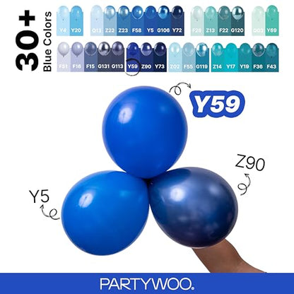 PartyWoo 로열 블루 풍선 152피스 다양한 사이즈 팩 45.7cm(18인치), 30.5cm(12인치), 25.4cm(10인치), 12.7cm(5인치) 다크 블루 풍선 아치 키트, 베이비 샤워, 성별, 졸업 해저 생일 파티 장식, 블루-Y59 - color: 블루-y59
