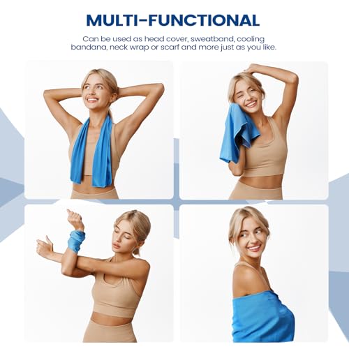 Clothirily 6 Pack Cooling Towels, 40x12 Breathable Gym Towel for Neck Face | 6 Pack Set, Instant Cooling Effect, Breathable Microfiber, For Gym Yoga Camping Running, Quick-Dry&Reusable, Fits Neck&Face - color: 2 Black/2 Dark Grey/2 Blue