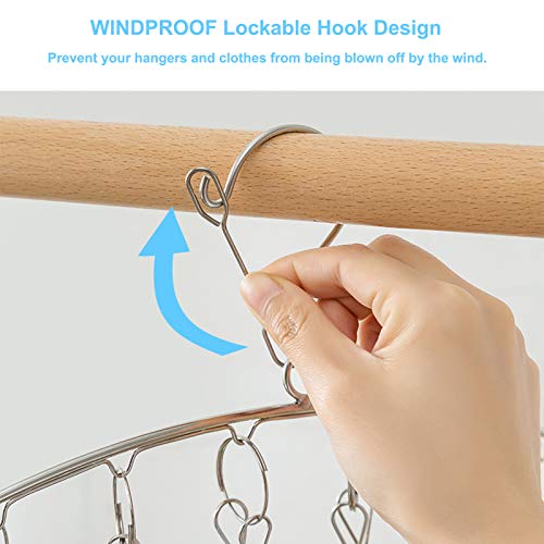 Seropy Clothes Hanger with 10 Clips Laundry Drying Rack 6 Pack, Clothes Drying Rack Stainless Steel Sock Hangers Windproof Clip and Drip Hanger for Drying Socks, Bras, Towel, Underwear, Baby Clothes - size: 6 Pack