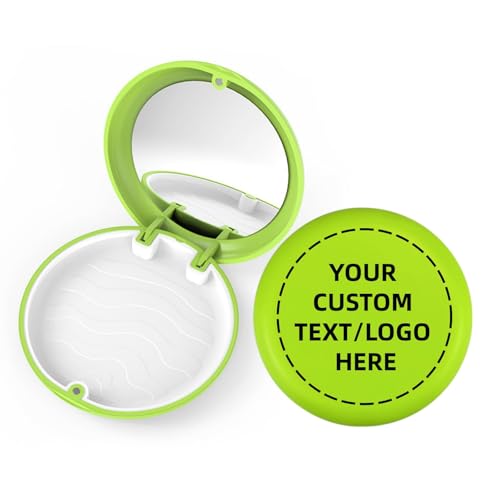 100PCS Customized Retainer Case with Mirror,Solid Cute Slim Aligner Case, Magnetic Closure Orthodontic Retainer Cases for Home, Travel, Work (DIY-Green with Mirror) - color: DIY-Green with Mirror