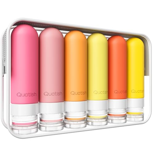 Quatish Travel Bottles for Toiletries 6 Pack, Original Patented Leakproof 3 oz Tsa Approved Travel Size Containers, BPA Free Silicone Shampoo and Conditioner Bottle, Cruise Camping Essentials, Macaron - color: Macaron