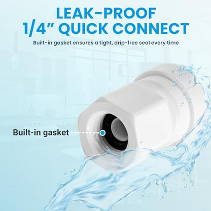 1/4" OD Quick Connect x 1/4" Comp (7/16" UNS Thread) Female Faucet Adapter Fitting for Water Filtration RO Faucet Adapter. White. - size: 1/4" OD Quick Connect x 1/4" COMP
