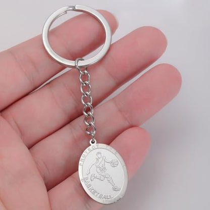 Dreamtimes St. Sebastian Medal Keychain for Men Women Stainless Steel Religious Saint Patron of Athletes Catholic Keychain - style: Basketball-s