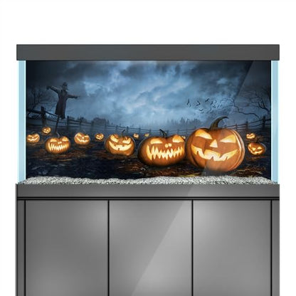 Aquarium Background Stickers - Halloween Pumpkin Night - Fish Tank Reptile Terrarium Decor Poster (100 x 50 cm / (39.3 x 19.6 inches)) - size: 100 x 50 cm / (39.3 x 19.6 inches)