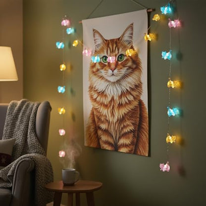 30 LED Cat String Lights 10ft Battery Powered Kitty Fairy Lights for Bedroom, Party, Christmas Decor - style: Cat