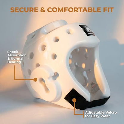 Taekwondo Sparring Head Guard, Competition Protection Headgear for Taekwondo, Karate and Martial Arts - color: white, size: Small