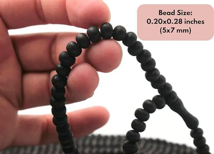 1000 Beaded Matt Black Olive Wood Tasbih Tasbeeh with Counter Misbaha Islamic Gift Tasbih Prayer Beads Tesbih 5x7 mm for Dhikr
