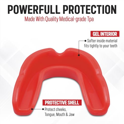 Basic Sports Mouthguard for Boxing, MMA & Football | Boil-and-bite fit with ventilated case - color: Pink
