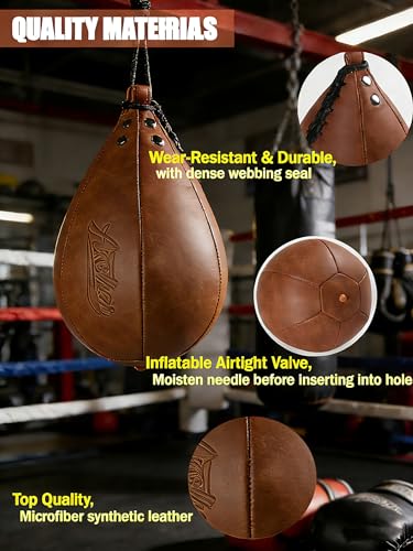 Boxing Speed Punching Bag MMA Training Speed Ball Hanging Swivel Reflex Bag Equipment Workout Kicking Martial Arts Home Gym Exercise Speed Bag - color: Brown