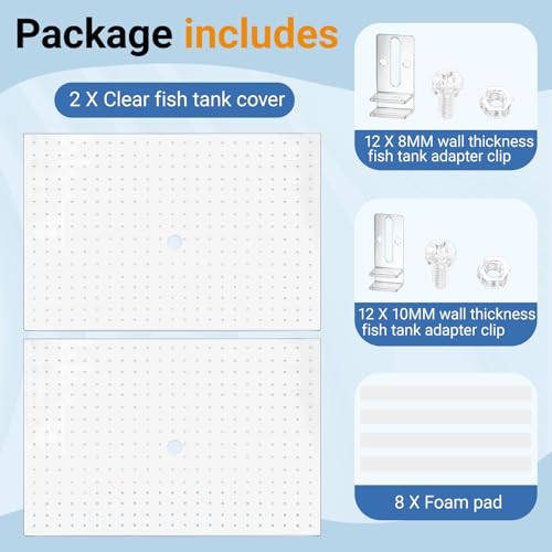 Colingmill 2 Pcs Aquarium Acrylic Fish Tank Lid Covers for 70/75/90/110 Gallon, 48 X18 Glass Cuttable Canopy Top Net, Anti-Jump Net with Clips (Each 22.68 x 16.93 x 0.1in) - size: 23 x 17 Inch