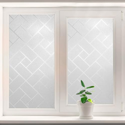 Frosted Glass Window Film Sun Blocking Window Tinting Film for Home, Static Clings Removable Frosting Bathroom Door Window Covering, 29.5 inch x 157.4 inch, White-Grid - size: 29.5 inch x 157.4 inch