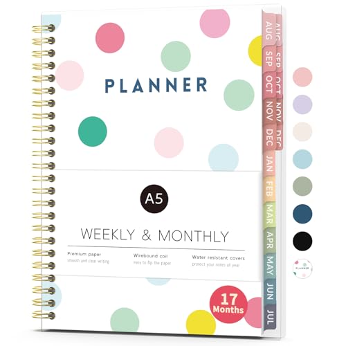 Aug 2026 - Dec 2027 Planner, Forvencer 17 Month Academic Planner 2026-2027, 6.3" x 8.4", Calendar Planner Weekly and Monthly, Daily Agenda, School Supplies for Student Teacher, A5, Polka Dot Style - color: Polka Dot Style, size: 6.3" X 8.4"